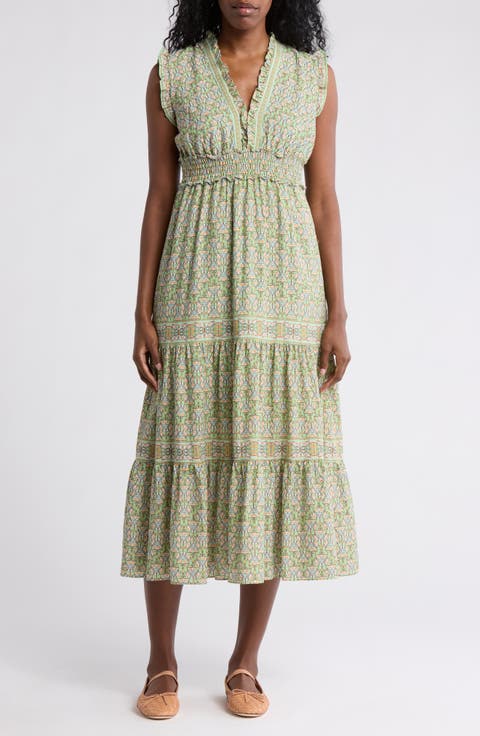 Floral Sleeveless Tiered Maxi Dress