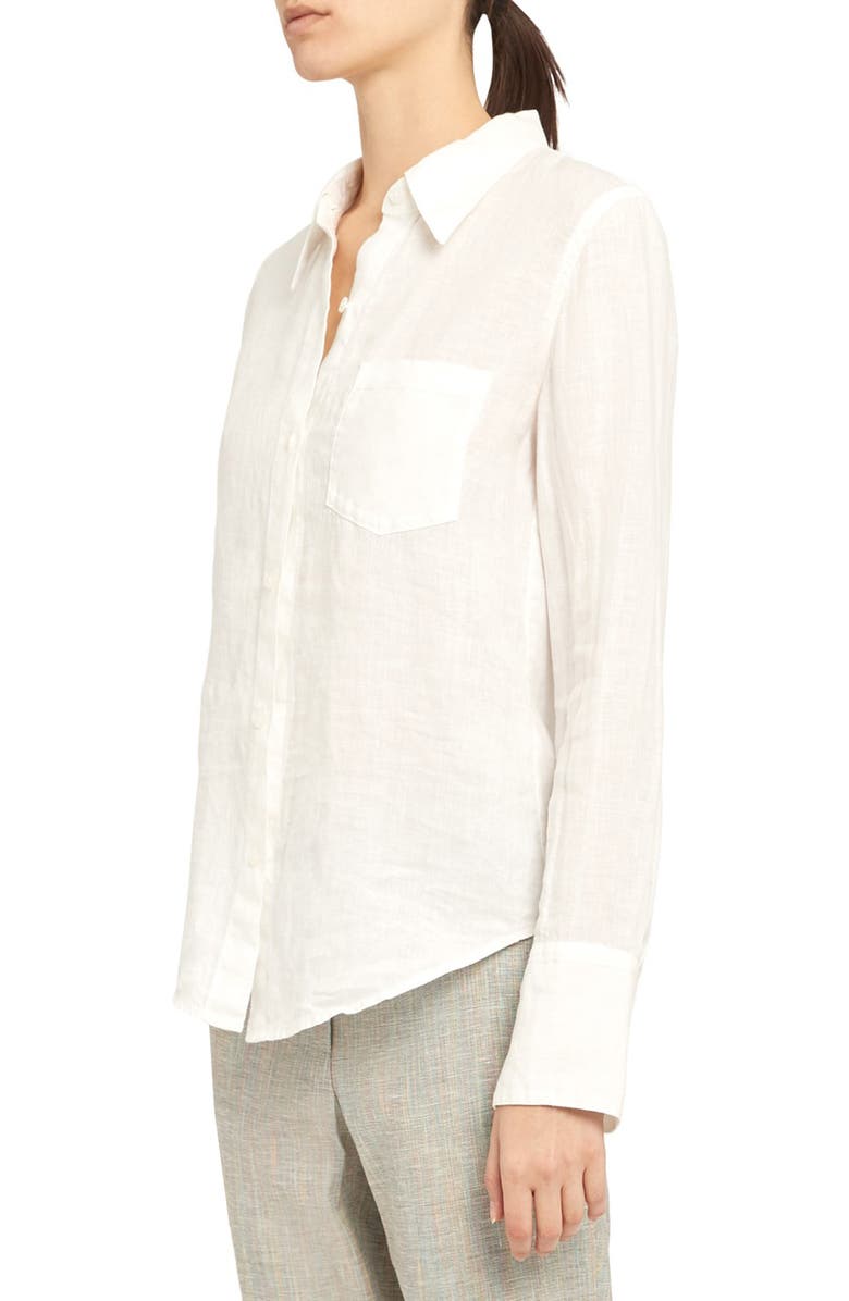 Theory Linen Button-Up Shirt, Alternate, color, White