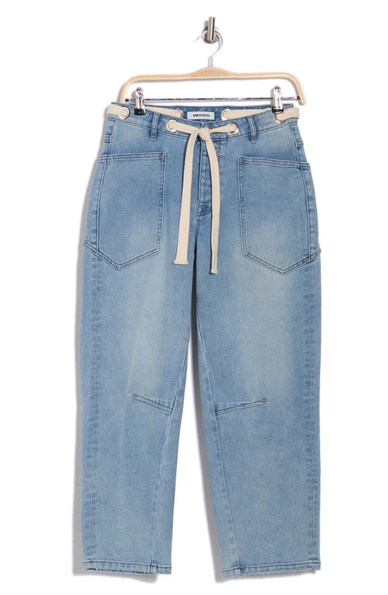 Vigoss Baggy Porkchop Pocket Ankle Crop Jeans, Alternate, color, Light Wash