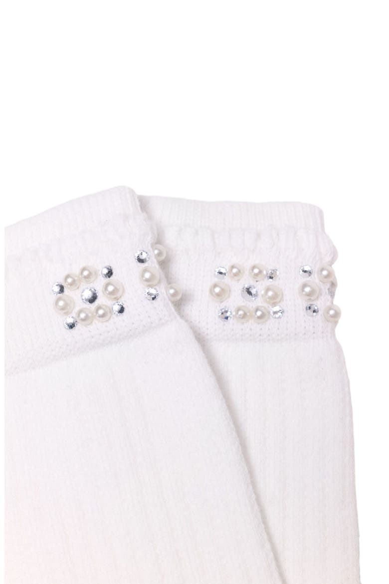 Pearl pointelle socks, Alternate, color, White