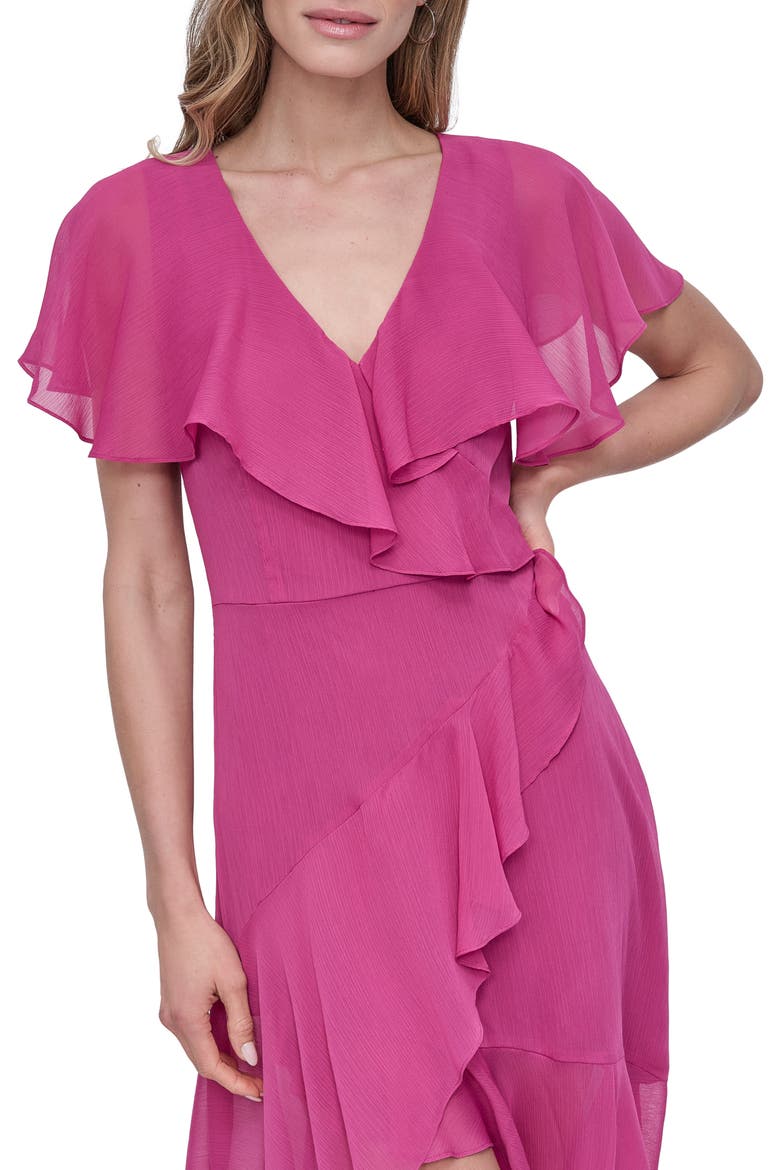 short sleeve ruffle wrap dress Zola Short-Sleeve Ruffle Wrap Midi Dress