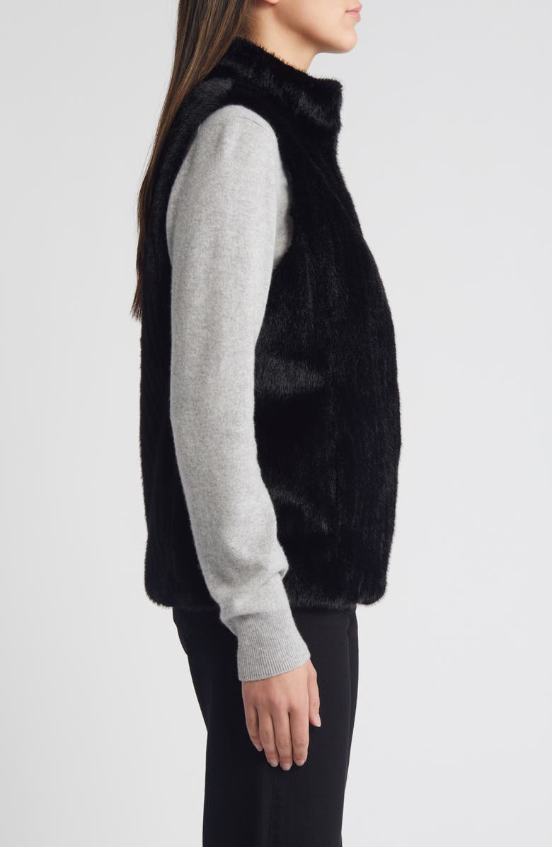 Via Spiga Reversible Faux Fur Vest, Alternate, color, Black