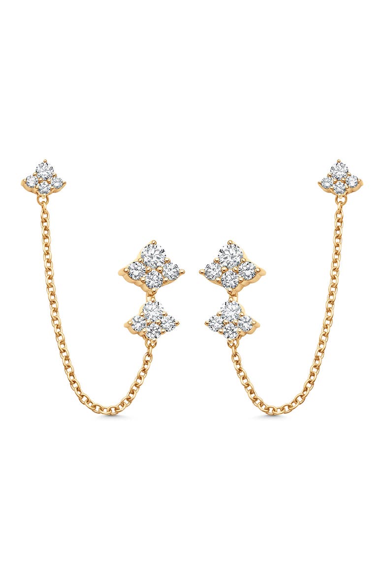 Dujour Diamond Cluster Chain Earrings, Main, color, YELLOW GOLD/ DIAMOND