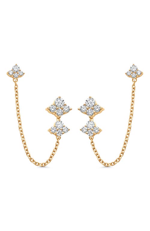 Sara Weinstock Dujour Diamond Cluster Chain Earrings in Yellow Gold/Diamond 