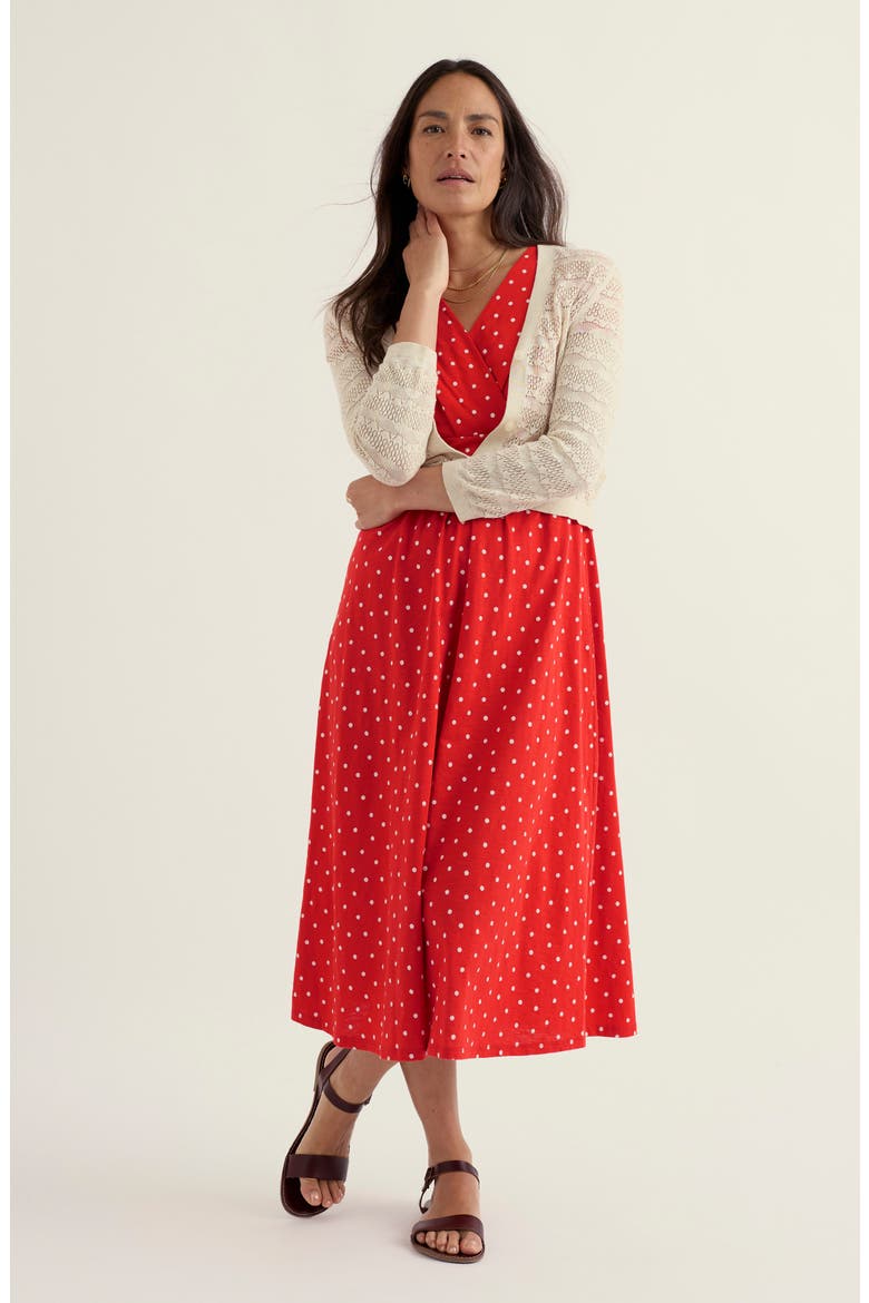Chapelle Dot Print Organic Cotton Jersey Midi Dress, Alternate, color, LITTLE SPONGE SPOT TOMATO