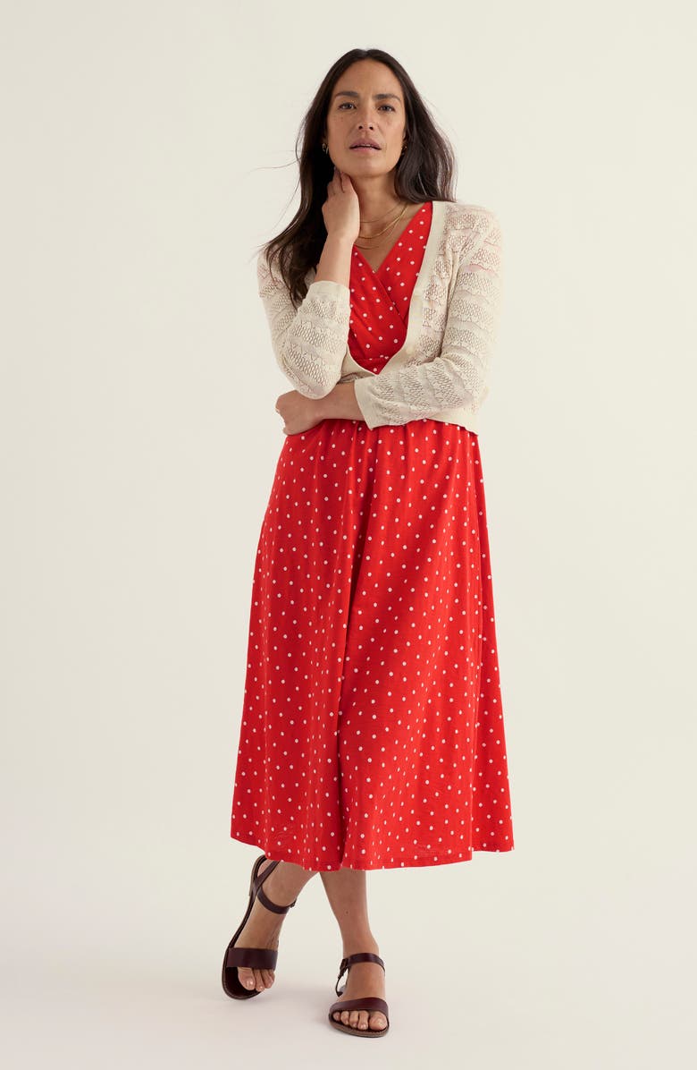 Seasalt Cornwall Chapelle Dot Print Organic Cotton Jersey Midi Dress, Alternate, color, Little Sponge Spot Tomato