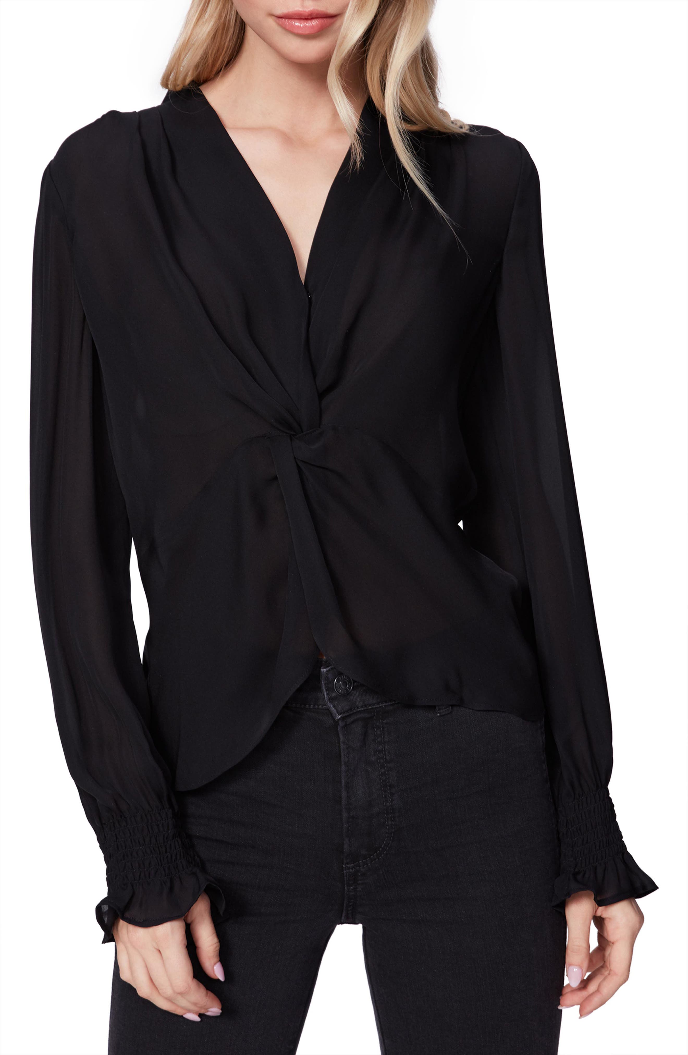 Lorienne Twist Front Silk Top