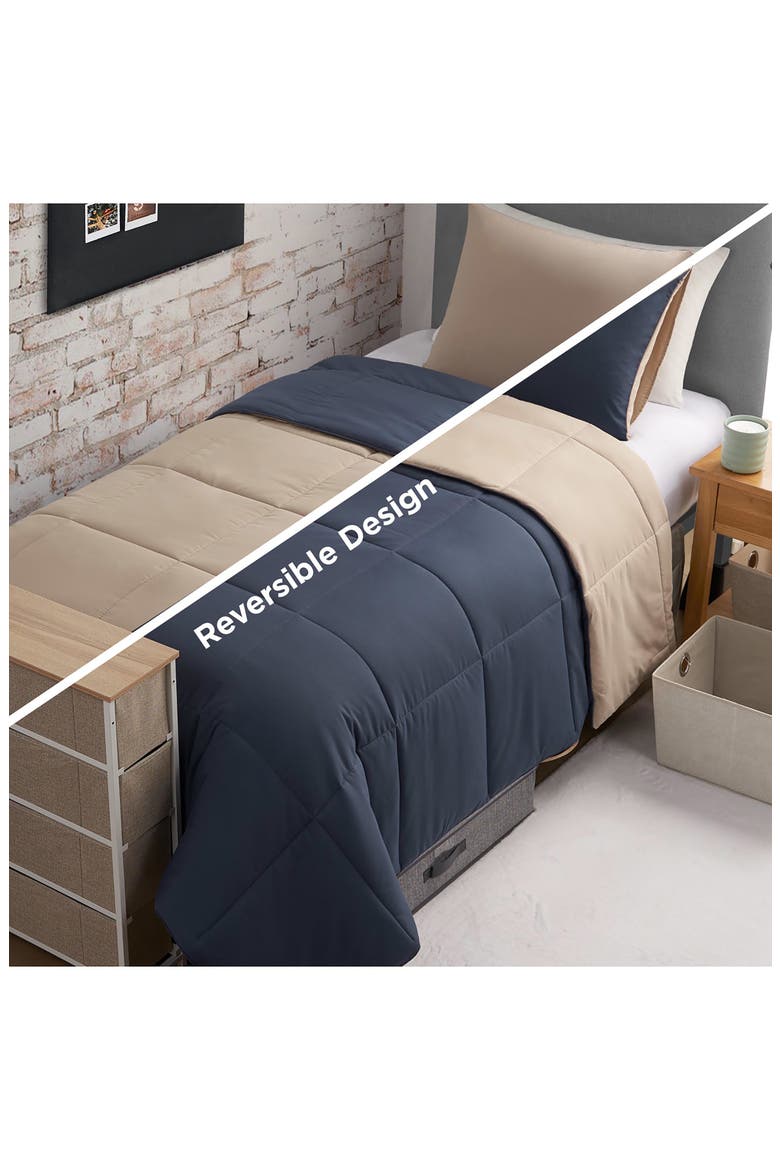 Reversible Comforter Set, Alternate, color, BLUE/ TAN