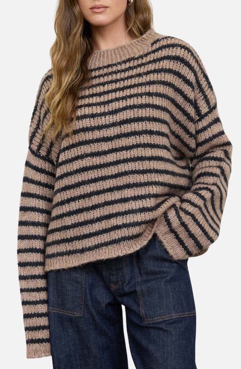 Stripe Mock Neck Sweater