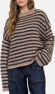 Blu Pepper Stripe Mock Neck Sweater