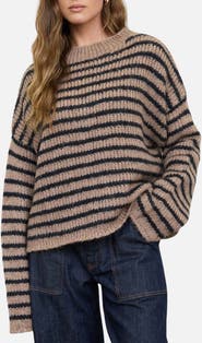 Blu Pepper Stripe Mock Neck Sweater