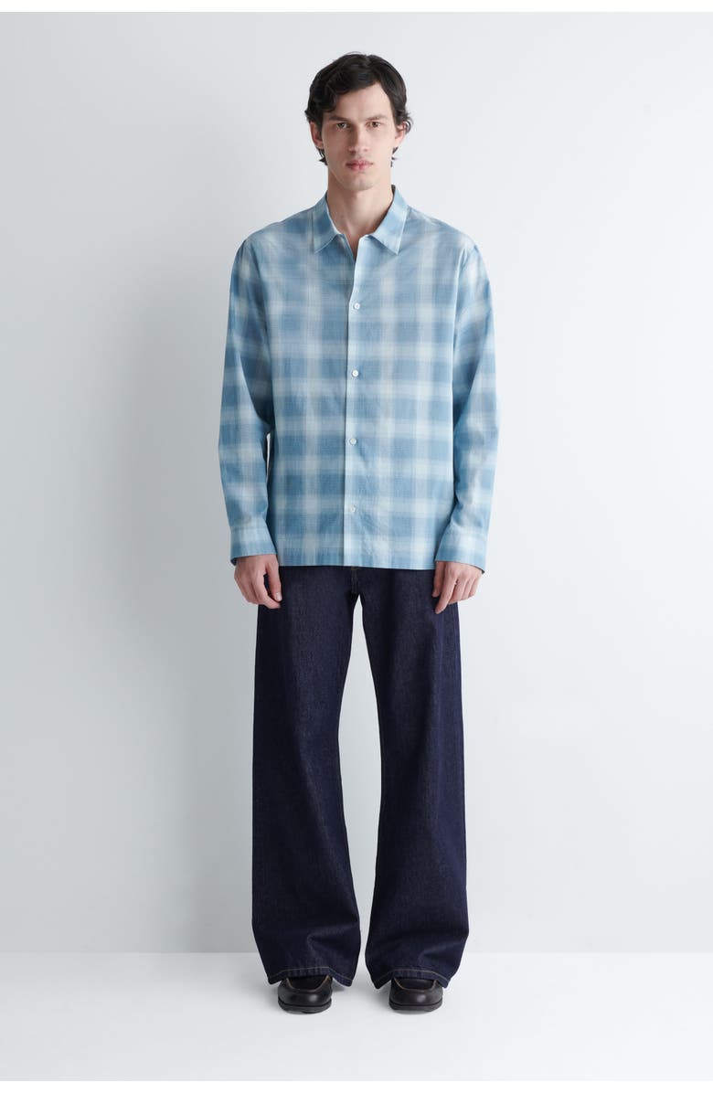 COS Checked Cotton Shirt, Alternate, color, Blue / Checked