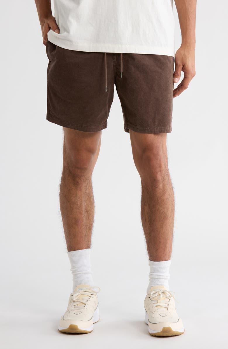 RVCA Escape Drawstring Cotton Walking Shorts, Main, color, Chocolate