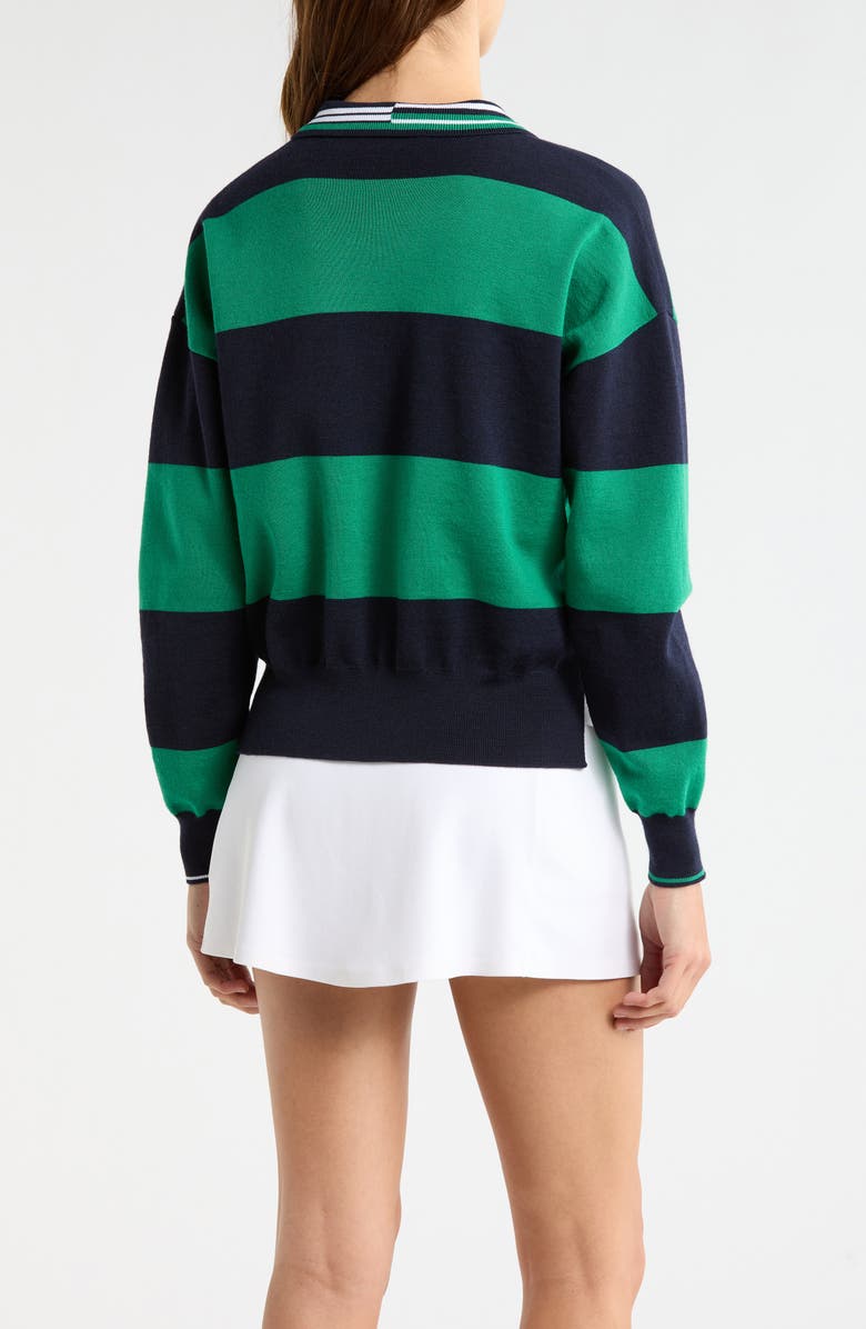 G/FORE Stripe Merino Wool Rugby Sweater, Alternate, color, Twilight / Dark Clover