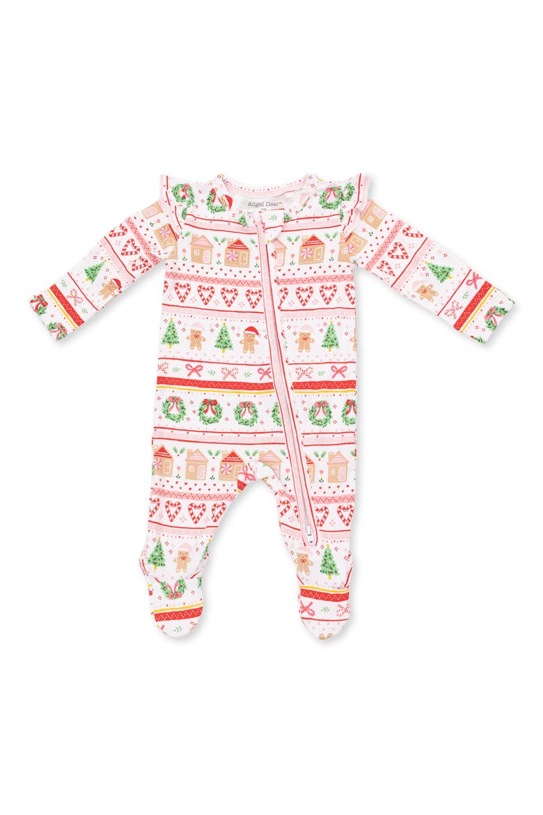 Kids' Gingerbread Fair Isle Footie, Main, color, WHITE PINK