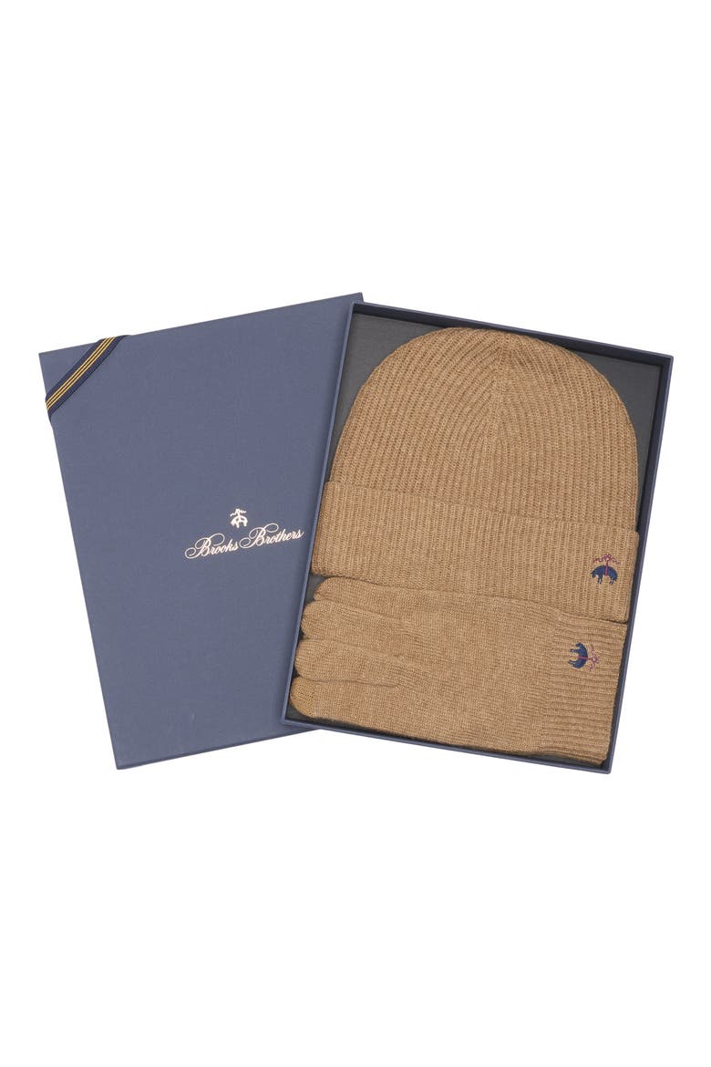 Wool Blend Beanie & Gloves Set, Alternate, color, CAMEL