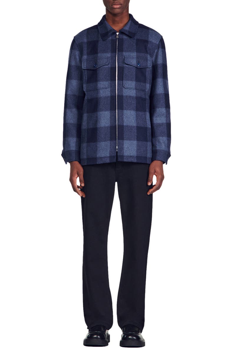 SANDRO Wyoming Insulated Wool Blend Shirt Jacket, Alternate, color, 