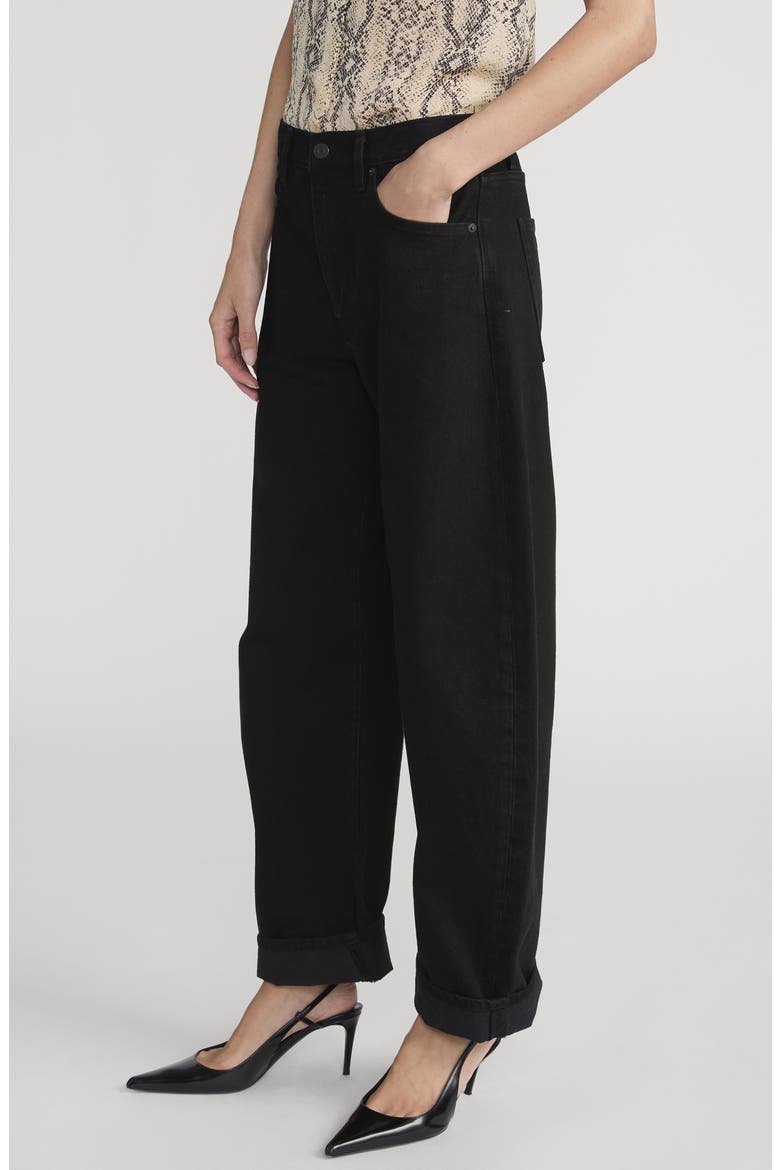 The Bubble High Waist Barrel Leg Jeans, Alternate, color, BLACK