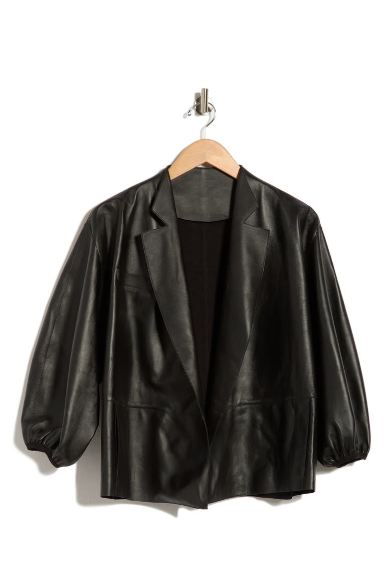 Leather Balloon Sleeve Jacket, Alternate, color, BLACK