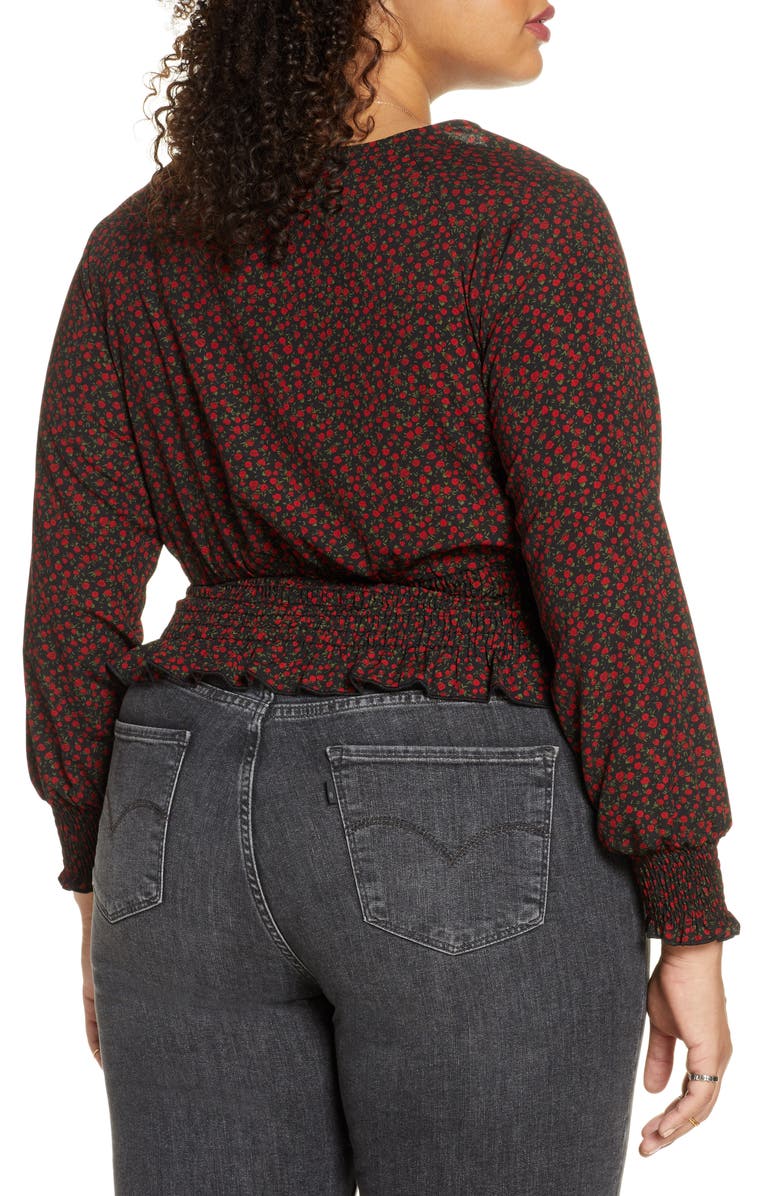 BP. Smocked Surplice Top, Alternate, color,