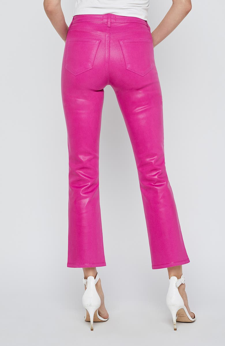 L'AGENCE Tati High Waist Coated Crop Micro Bootcut Jeans, Alternate, color, Fst Fuschia/ Wht Con Ct