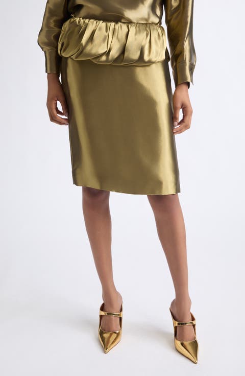 Fluid Lamé Pencil Skirt