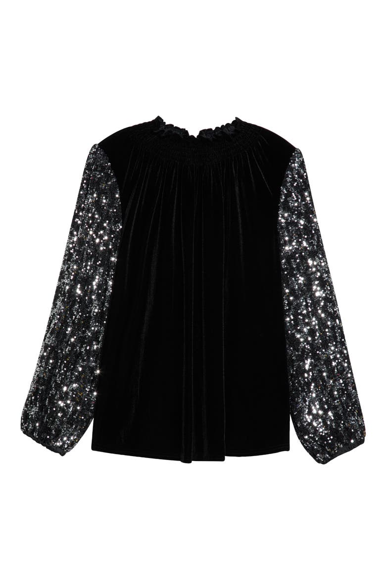 Michelle Velvet Top, Alternate, color, BLACK-SILVER