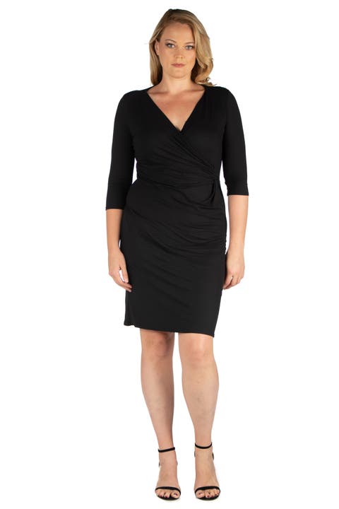 Plus Size Knee Length V Neck Dress