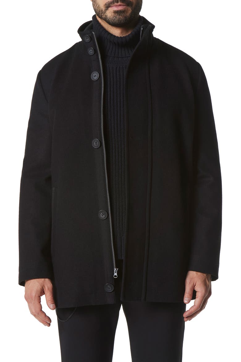 Dorsey Wool Blend Car Coat, Main, color, BLACK