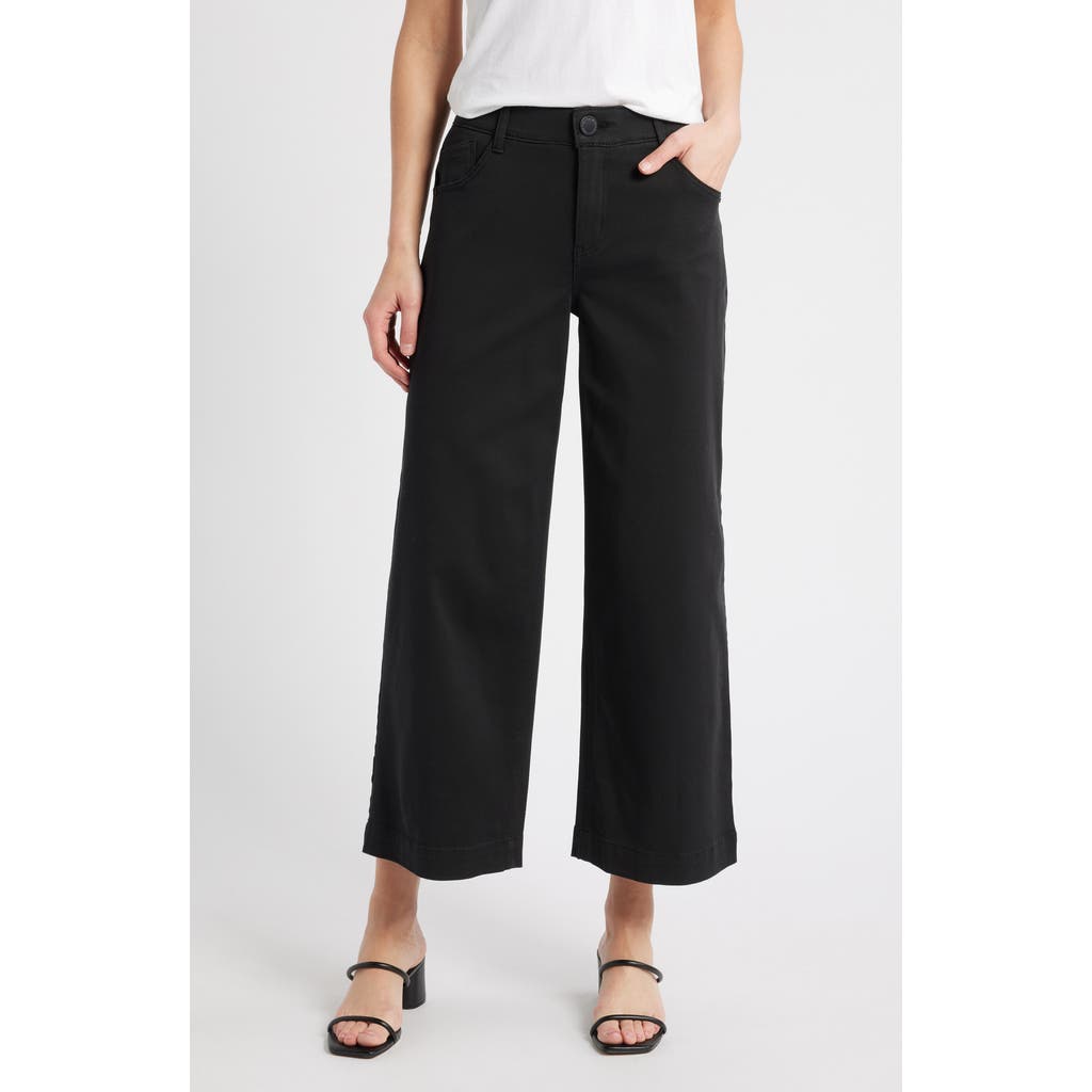 Wit & Wisdom Sam High Waist Ankle Wide Leg Twill Pants In Black