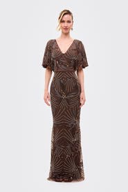 BEAUUT Embellished Sequin Fitted Gown