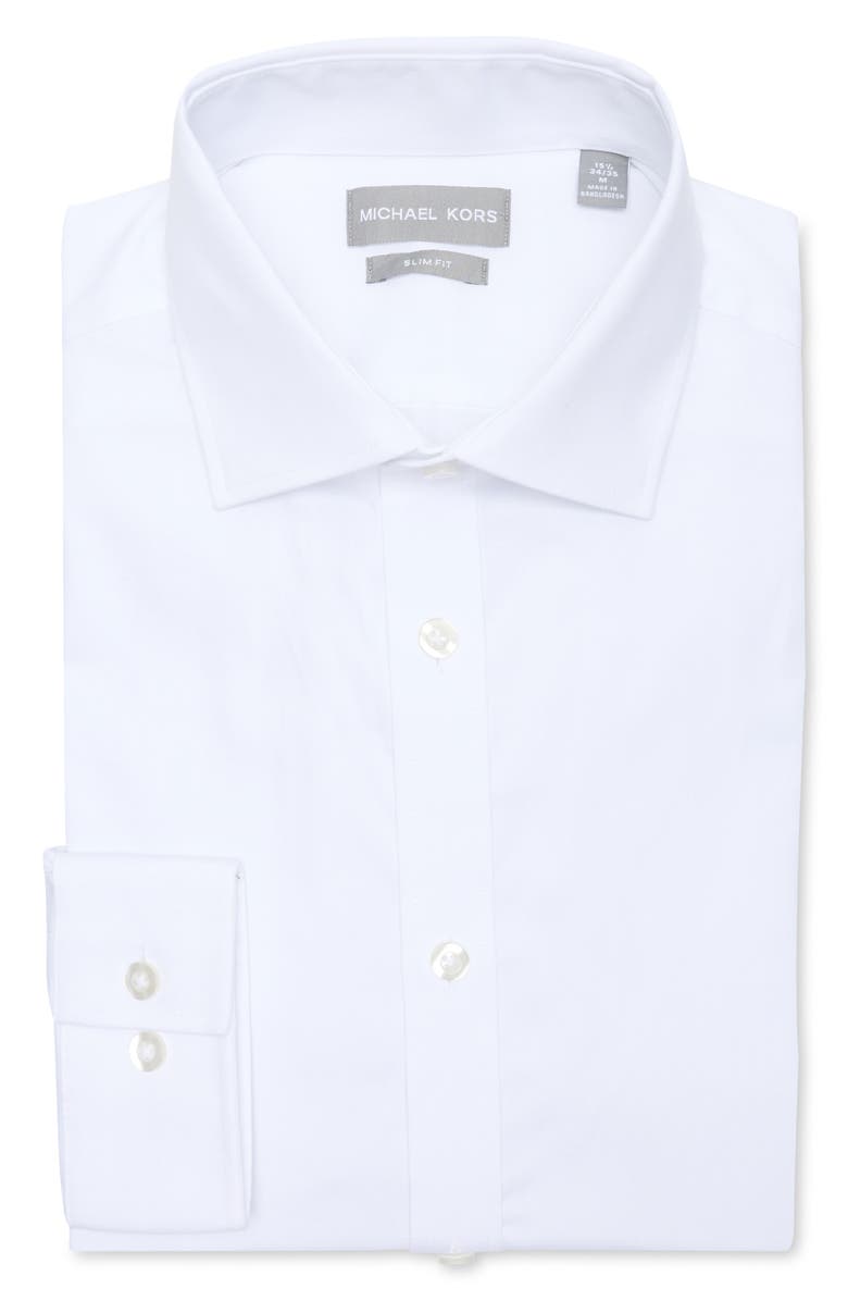Michael Kors Slim Fit Cotton Dress Shirt, Alternate, color, White