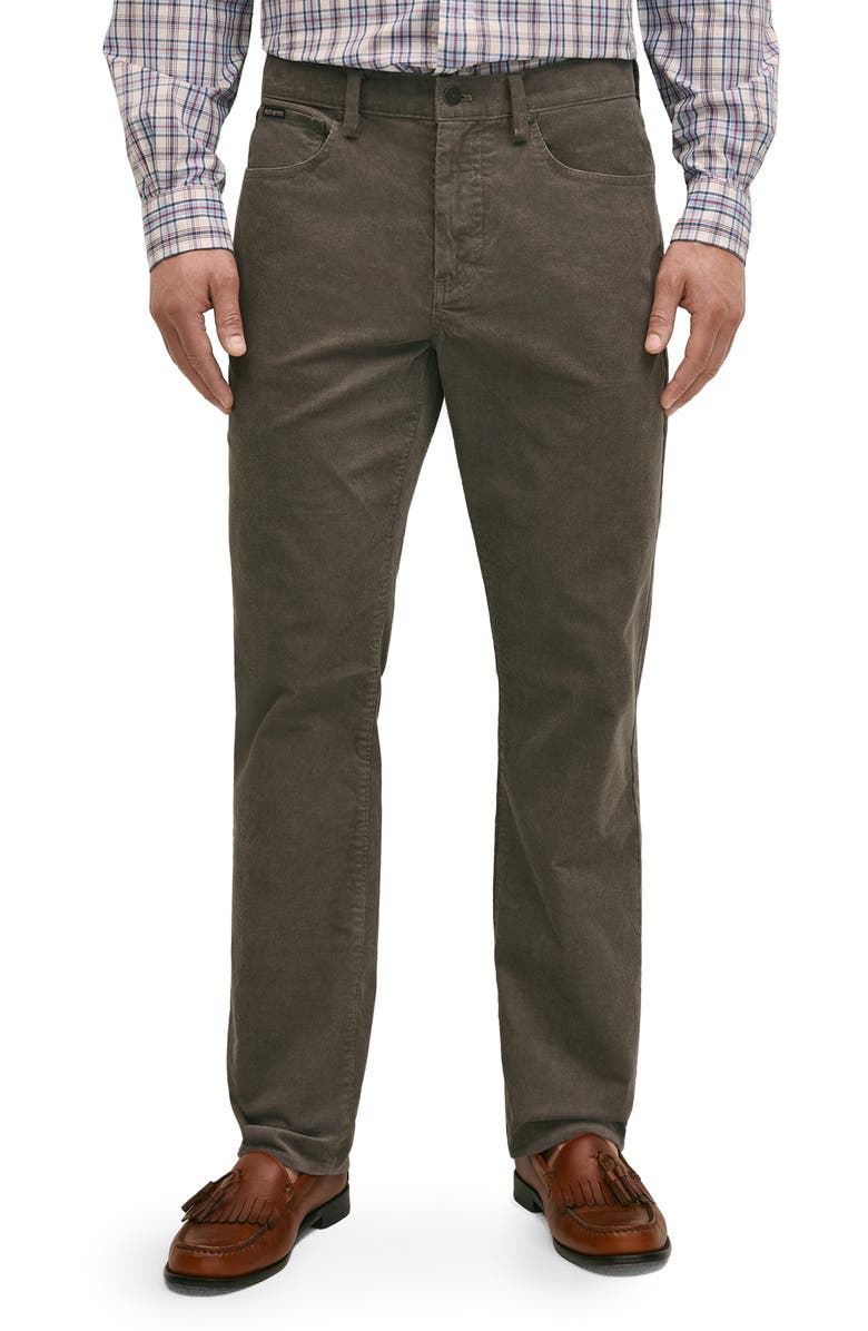 Brooks Brothers Stretch Cotton Corduroy Five Pocket Pants, Main, color, Charcoal Gray