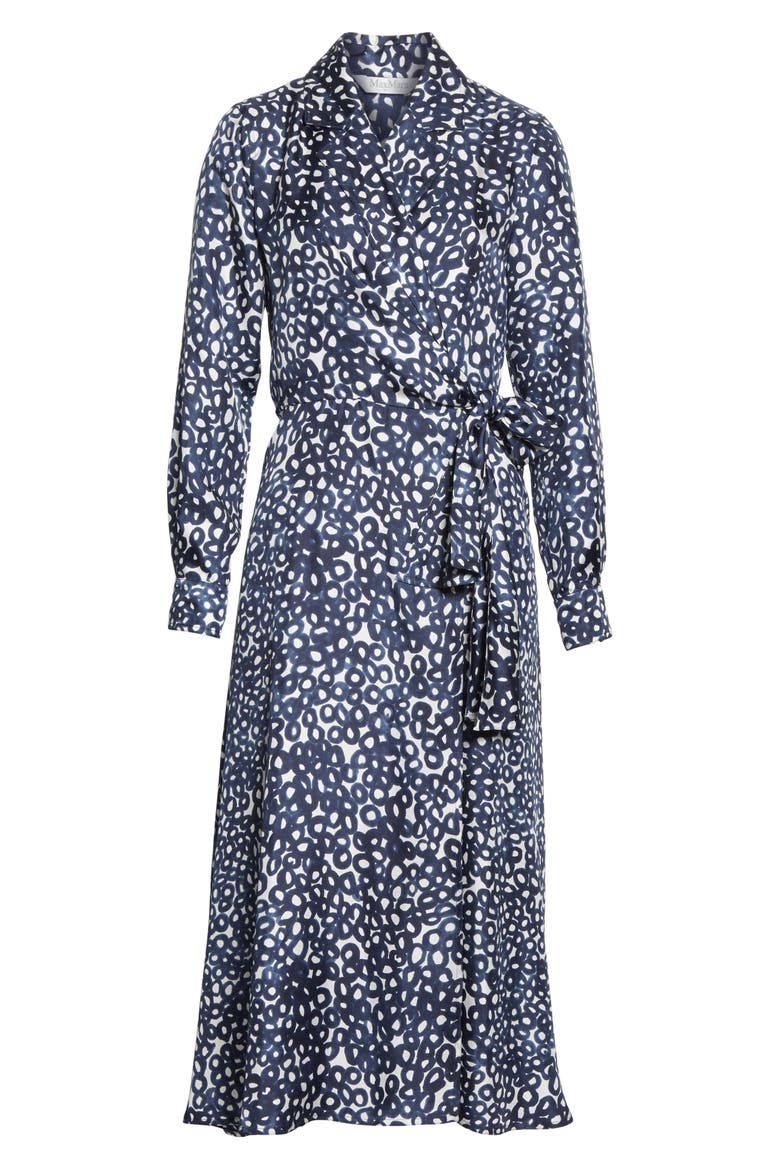 Ravel Silk Crêpe de Chine Long Sleeve Wrap Dress, Alternate, color, ULTRAMARINE