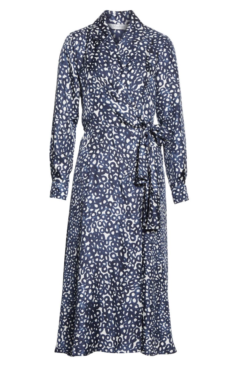 Max Mara Ravel Silk Crêpe de Chine Long Sleeve Wrap Dress, Alternate, color, 