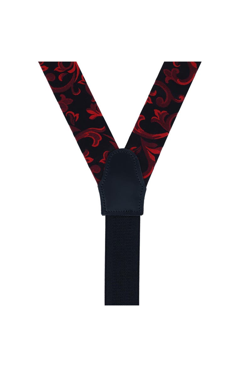 Big & Tall Christian the Romantic Brocade Silk Button End Suspenders, Alternate, color, Red