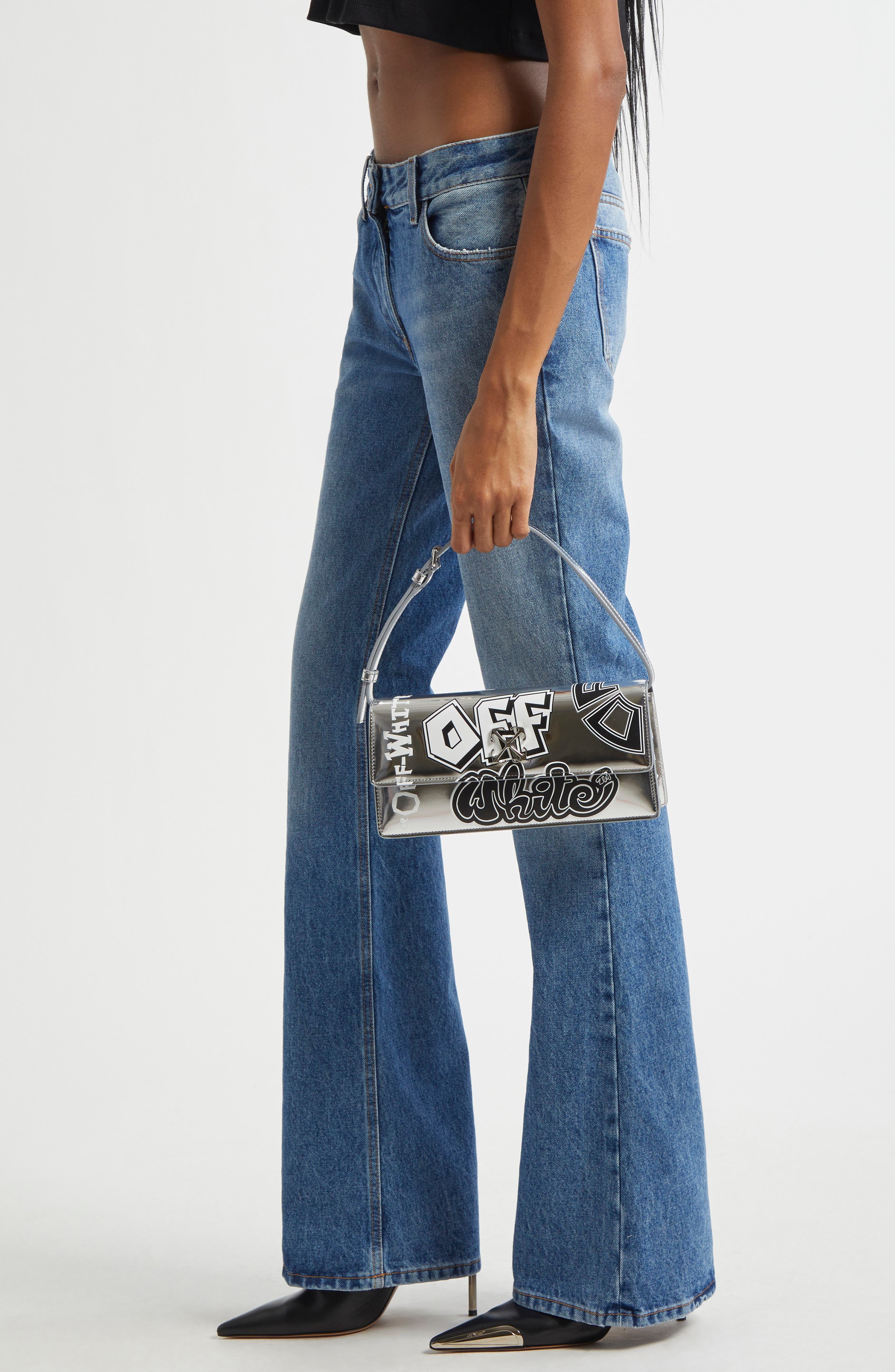 Jitney 1.0 Logo Shoulder Bag, Alternate, color, SILVER - BLACK