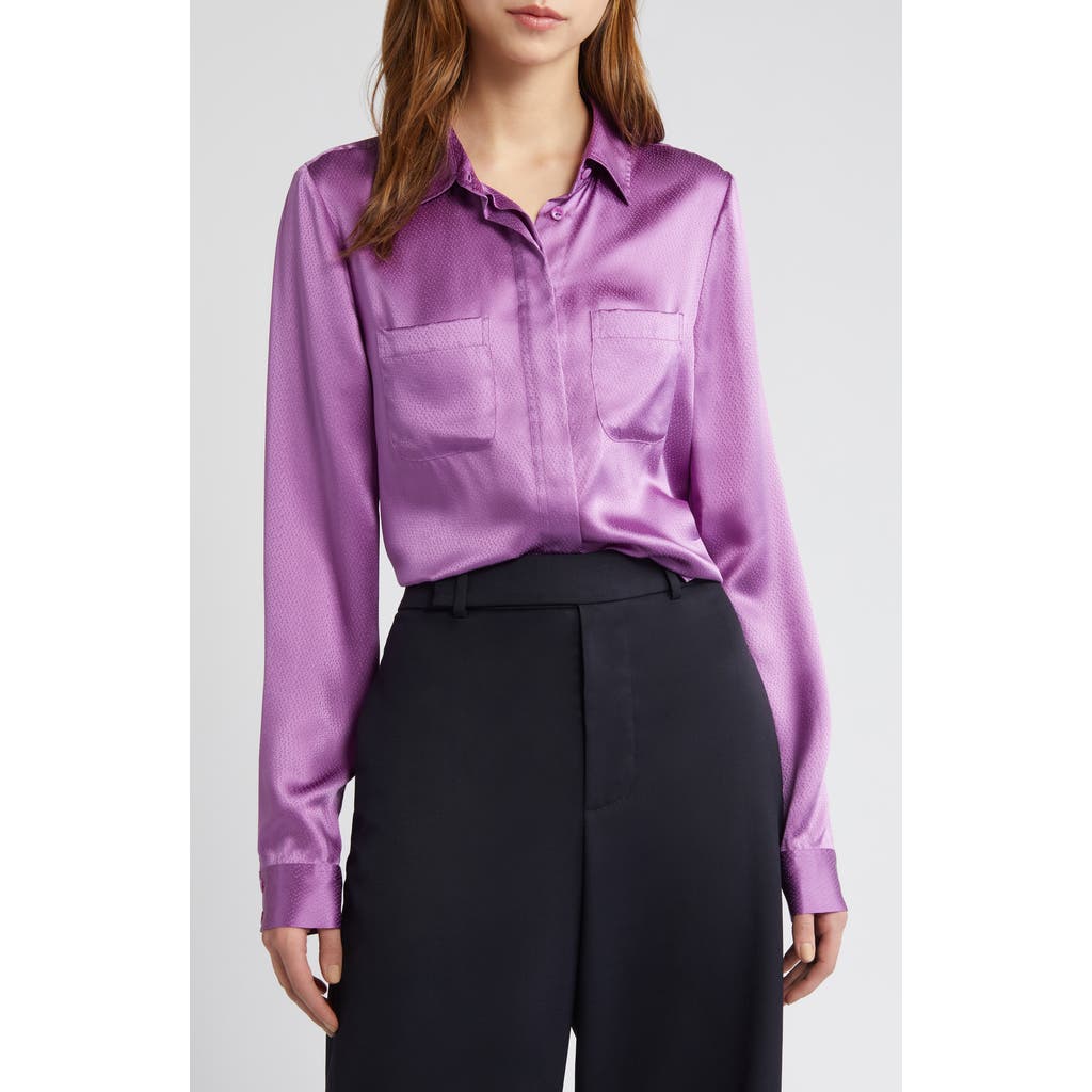 Frame Denim Slim Fit Silk Shirt In Orchid