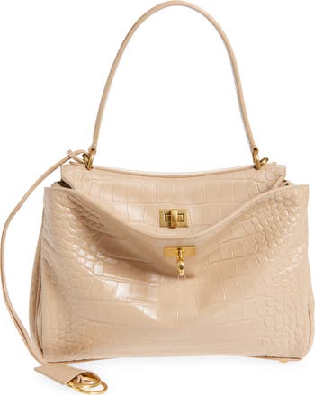 Balenciaga Small Rodeo Croc Embossed Leather Top Handle Bag