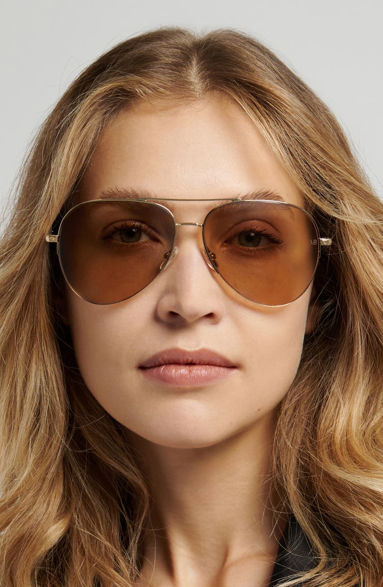Victoria Beckham Pilot 62mm Aviator Sunglasses, Alternate, color, Gold Blue/ Brown