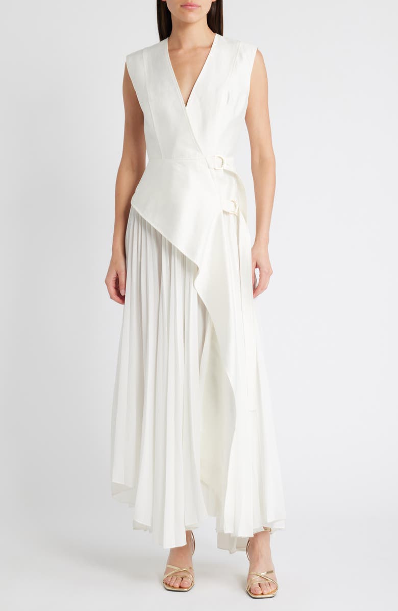 Acler Ellenbrook Linen Blend Sleeveless Gown, Main, color, Ivory