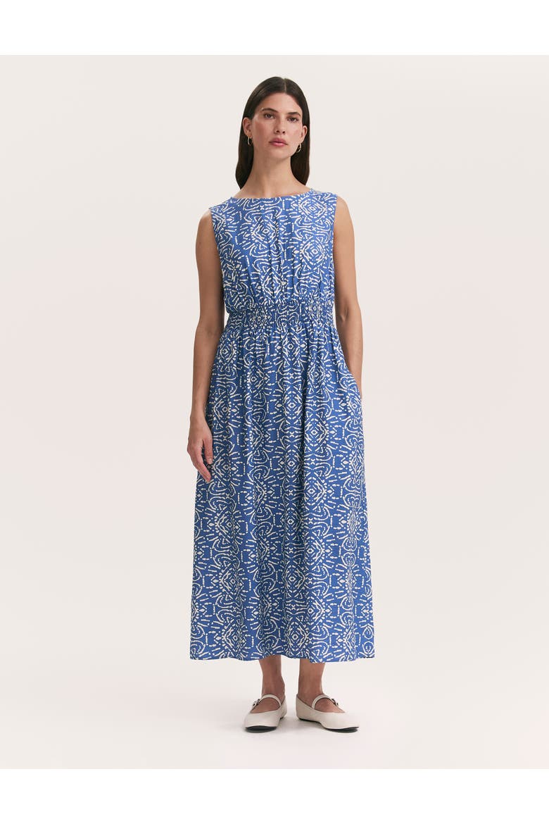 Willow Floral Sleeveless Midi Dress, Main, color, Blue Batik