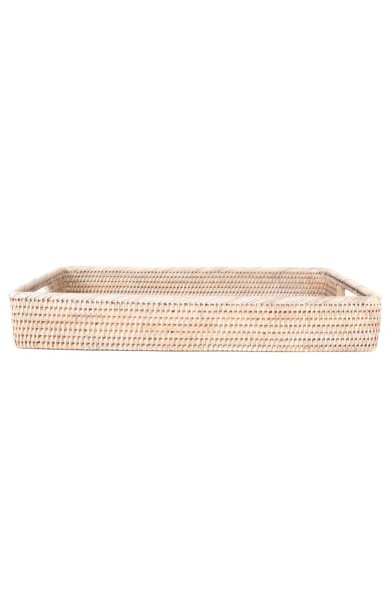 Artifacts Trading Company<sup>™</sup> Artifacts Rattan Rectangular Tray with Rounded Corners, Alternate, color, White Wash