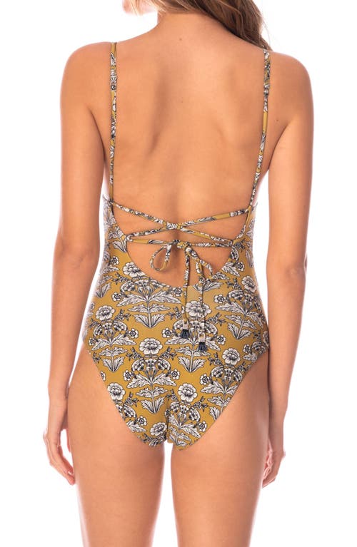 Shop Maaji Ornate Flowering Parady Reversible V Wire One-piece Swimsuit In Green