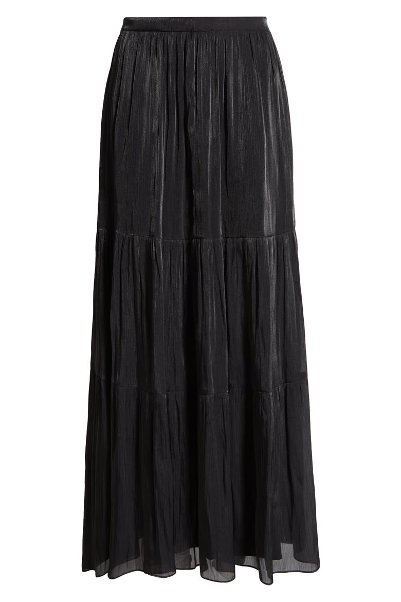 Marella Tiered Maxi Skirt, Alternate, color, BLACK