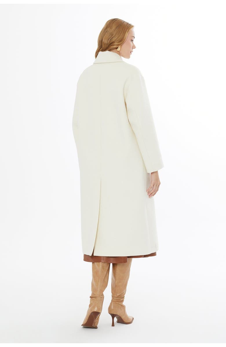 Gizia Notch Lapel Long Coat with Back Vent, Alternate, color, White
