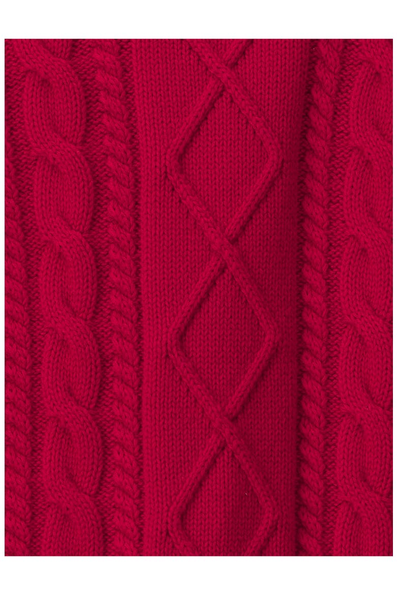 Kids' Organic Cotton Cable Knit Sweater, Alternate, color, RED
