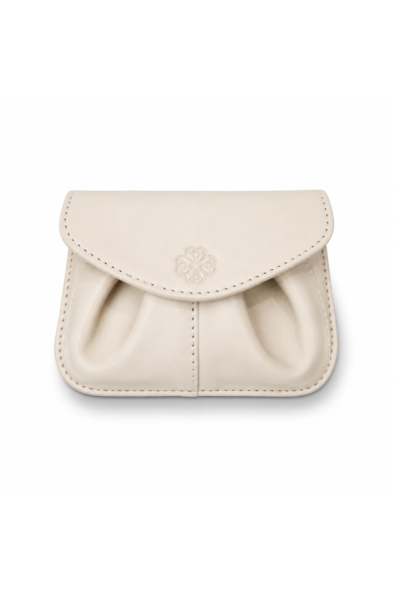 Écrin Liora Sculptural Leather Card Case, Main, color, Creamy
