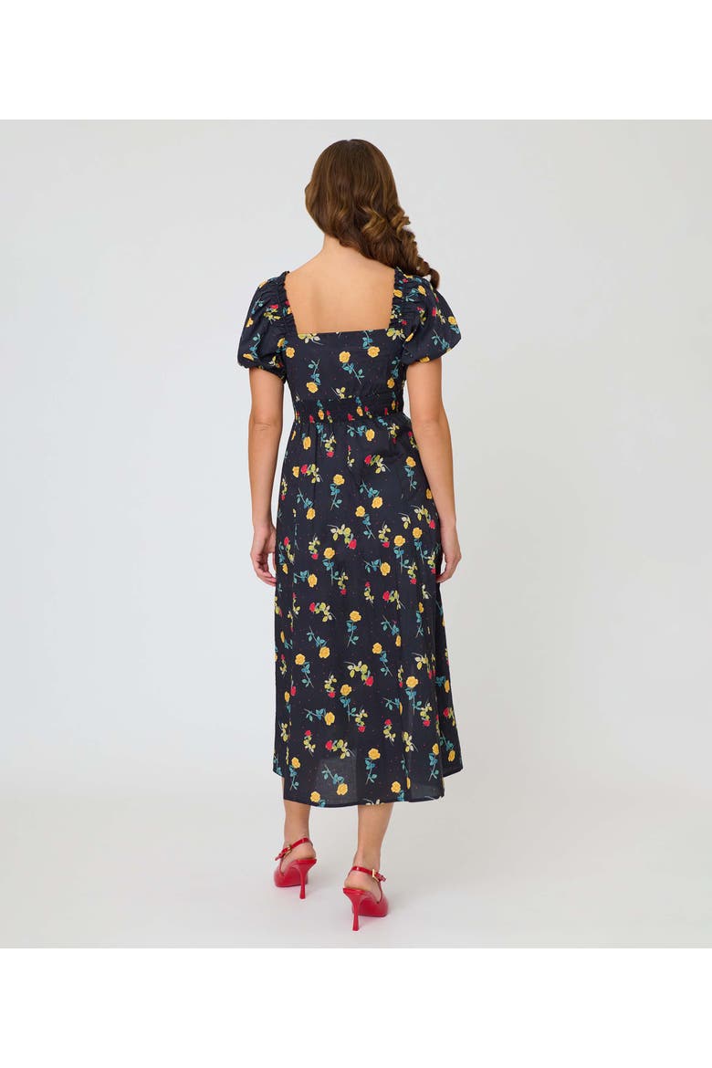 Sweetheart Midi Dress, Alternate, color, Black Floral Print