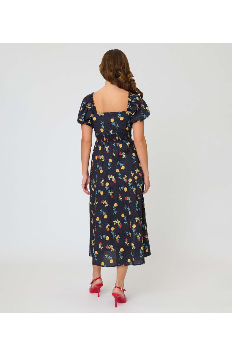 Unique Vintage Sweetheart Midi Dress, Alternate, color, Black Floral Print